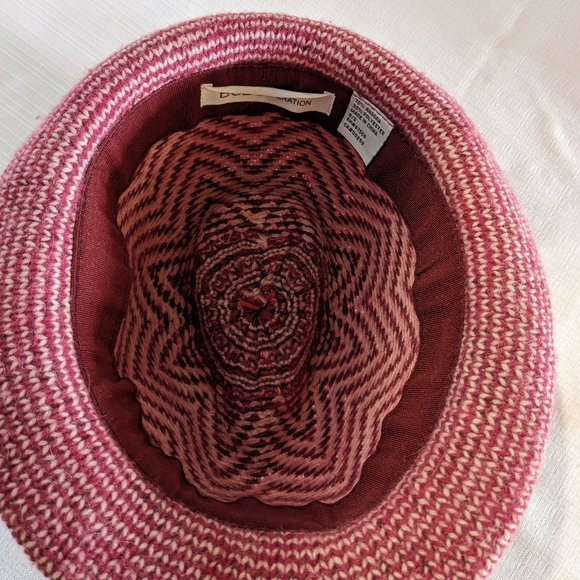 BCBG Generation rosewood angora blend Fedora hat red pink herringbone one size - Picture 10 of 12